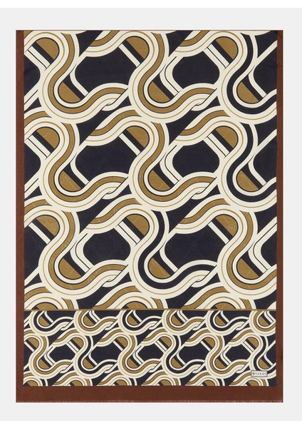 Geometrik Desenli Pamuk Ipek Şal 41706-KOYU Lacivert fiyatları