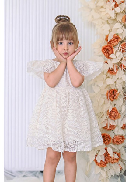 Kız Bebek Elbise Kız Çocuk Elbise Doğum Günü Parti Düğün Elbise Dantelli Kısa Kol Astarlı Elbise fiyatları