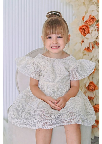 Kız Bebek Elbise Kız Çocuk Elbise Doğum Günü Parti Düğün Elbise Dantelli Kısa Kol Astarlı Elbise modelleri