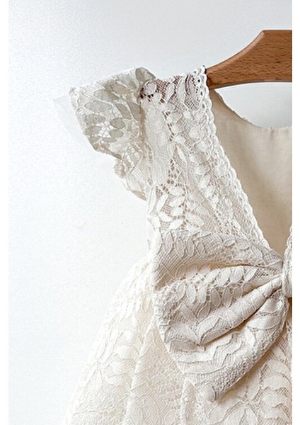 Kız Bebek Elbise Kız Çocuk Elbise Doğum Günü Parti Düğün Elbise Dantelli Kısa Kol Astarlı Elbise