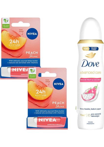 Kadın Deodorant Dragon&coconut 150 ml + Nivea Dudak Bakım Kremi Şeftali 2 Adet