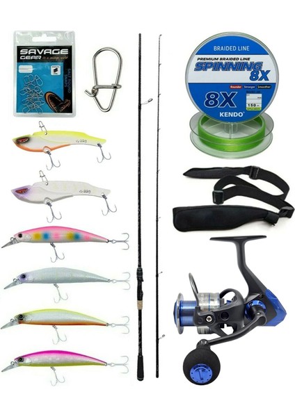 Spin Olta Seti Kendo Kenshi Pro 2.73M 12-45GR Olta Kamışı&okuma Safina 3000A Olta Makinesi