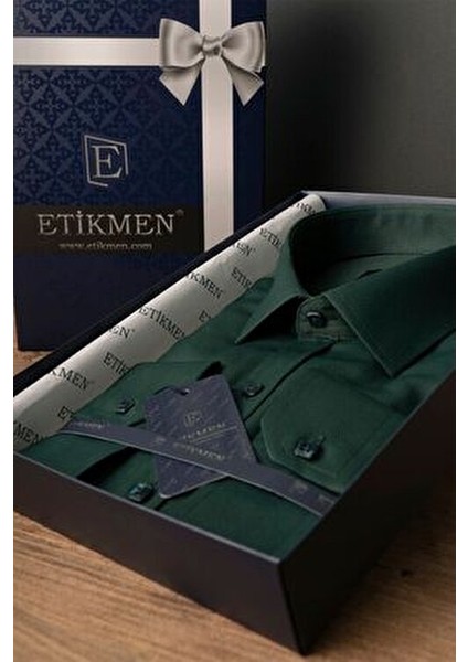 Kına Yeşili Slimfit Erkek Gömlek Klasik Stil Uzun Kol Cepsiz Tüm Sezonlar İçin indirimleri