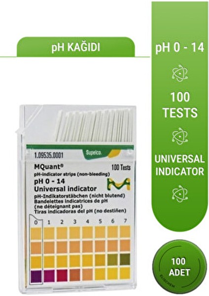 Ph Kağıdı Ph 0 - 14 Ph Indikatör Şeriti Evrensel Indikatör Mcolorphast™ 100 Adet/kutu