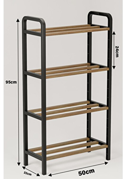 Three 4 Katlı Ahşap Ayakkabılık 50 cm Ahşap Çubuklu 4 Bölmeli Eko Raf Ünitesi Düzenleyici modelleri