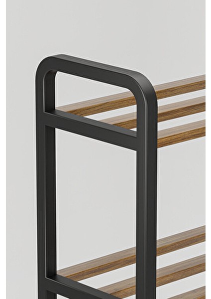 Three 4 Katlı Ahşap Ayakkabılık 50 cm Ahşap Çubuklu 4 Bölmeli Eko Raf Ünitesi Düzenleyici indirimleri