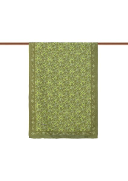 Ipekevi Mezopotamya Model 02 Desenli Tensel Şal 02885-HAKI Yeşil