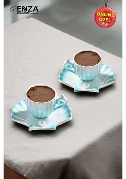 Zümrüt 2'li Mavi Porselen Fincan Takımı