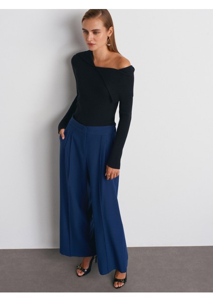 72192 Dikişli Geniş Paça Pantolon-Indigo