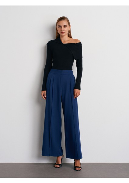 72192 Dikişli Geniş Paça Pantolon-Indigo modelleri