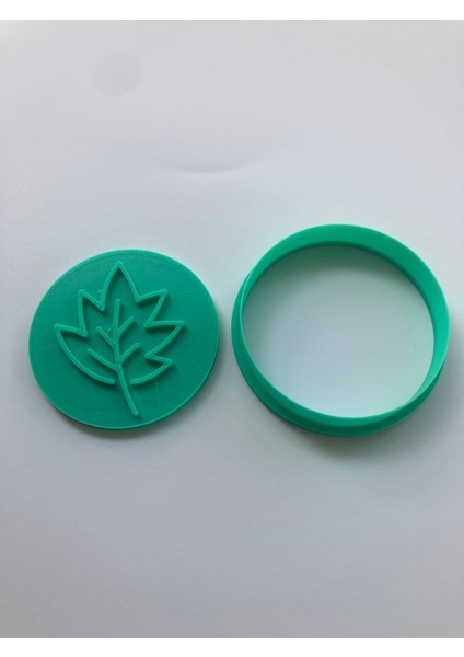 Yaprak Desenli Kurabiye Kalıbı, Yeşil, Yuvarlak, Sonbahar Temalı, Hamur Şekillendirici, Dekoratif modelleri
