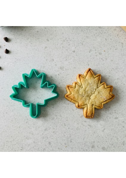 Çınar Yaprağı Kurabiye Kalıbı, Yeşil, Sonbahar Temalı Hamur Şekillendirici, Gıda Uyumlu