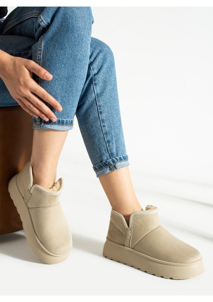 Kadın Kalın Topuklu Kürklü Kısa Bot UG01NAV