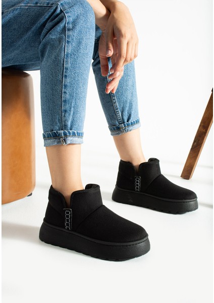 Kadın Kalın Topuklu Kürklü Kısa Bot UG01NAV