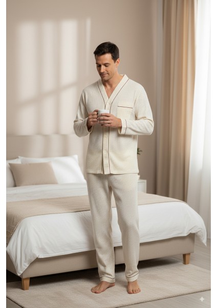 Erkek Pijama Takımı %100 Ipek Kumaş Klasik Model Cepli Rahat Tam Kalıp fiyatları