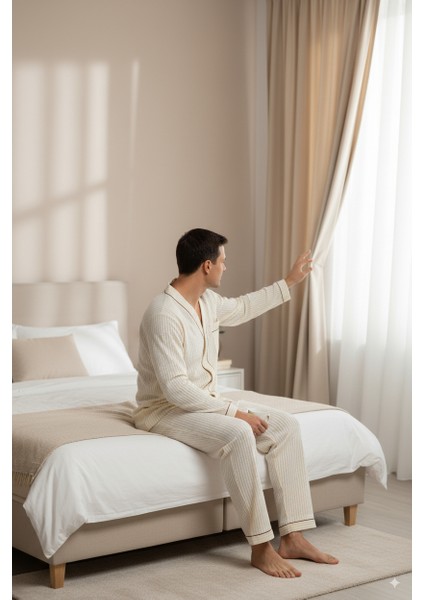 Erkek Pijama Takımı %100 Ipek Kumaş Klasik Model Cepli Rahat Tam Kalıp indirimleri