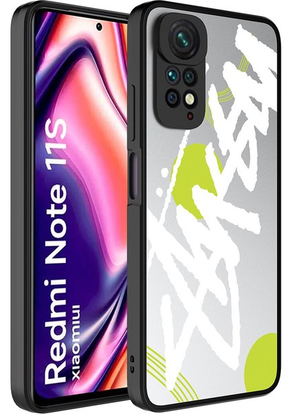 Xiaomi Redmi Note 11S Global Kılıf Aynalı Desenli Kamera Korumalı Parlak Tygo Mirror Kapak-Yazı