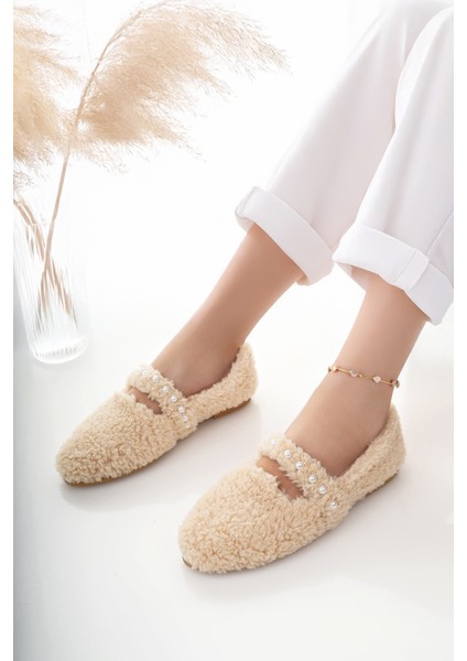 Kadın Babet Bej Hafif Rahat Şık Iş Ofis Günlük Ayakkabı fırsatları