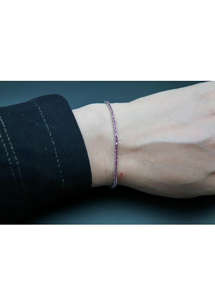 925 Ayar Gümüş Pembe Su Yolu Kadın Bileklik SB00048 fiyatları