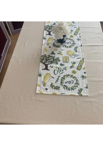 Zeytin Bahçesi, Duck Kumaş Runner, Su ve Leke Itici | Dayanıklı, Modern Tasarım 40X145 cm