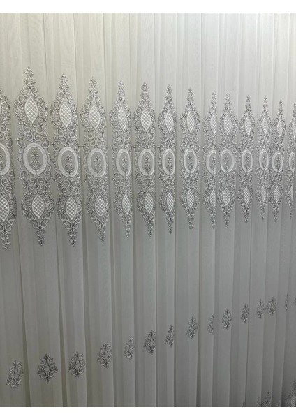 Nivemeshome Milano 4014 Gümüş Detaylı 1/3 Sık Pileli Tül Perde Apm fırsatları