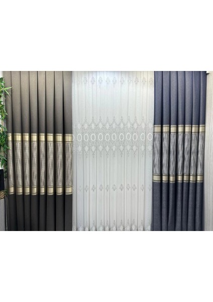 Nivemeshome Milano 4014 Gümüş Detaylı 1/3 Sık Pileli Tül Perde Apm indirimleri