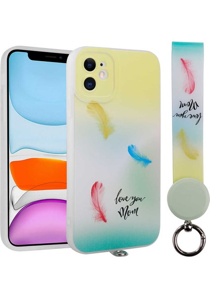 Apple iPhone 11 Kılıf Desenli El Askılı Ipli Tygo Arte Silikon Kapak-No6