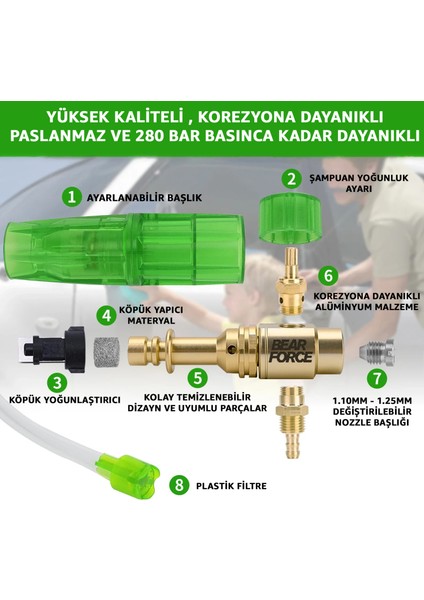 Bear Force Foam Lance Köpük Yapıcı Aparat 1l Köpük Aparatı Basınçlı Yıkama Makineleri Için Köpük Aparatı Çift Nozzle ile Birlikte Foam Canon modelleri