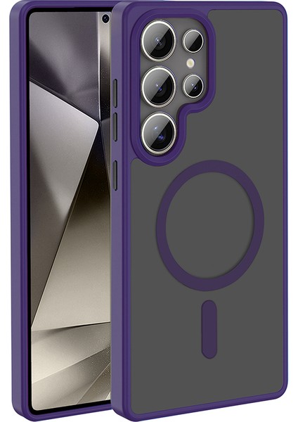 Galaxy S25 Ultra Kılıf M-Safe Şarj Özellikli Mat Arka Yüzey Tygo Sio Kapak - Derin Mor