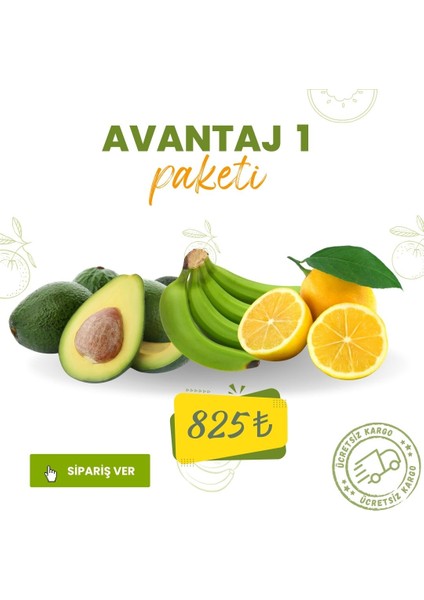 Avantaj Paketi 5 ADET AVOKADO ( SEZON GÖRE ÇEŞİT) - 2 KG LİMON (YERLİ) - 2 KG MUZ (YERLİ)