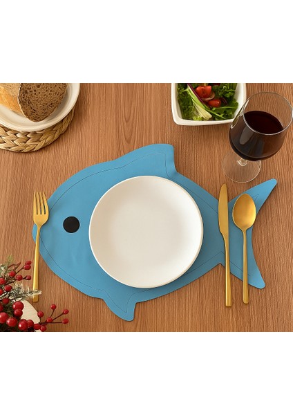 Balık Şekilli Hakiki Deri Amerikan Servis/runner – 41X32 cm 1 Adet