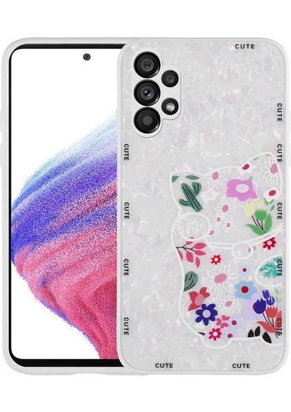 Galaxy A13 4g Kılıf Desenli Sert Silikon Tygo Mumila Kapak-White Cat