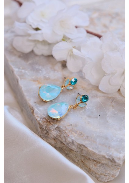 Mavi Zirkon Taşlı Armut Çelik Küpe fiyatları