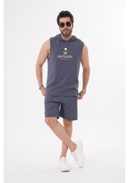 -Erkek Spor Gym 2lı Takım Baskılı Pamuklu 01