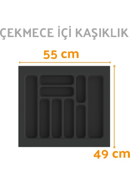 Çekmece Içi Kaşıklık ve Kepçelik Düzenleyici – Antrasit 55X49 cm (49X40 cm Kadar Kesilebilir)