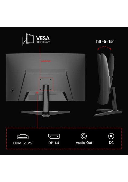 1ms 180Hz 27" 2560X1440 Qhd Curved Gaming Monitör 27E6QCA modelleri
