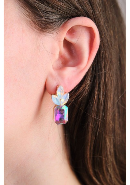 Zirkon Taşlı Renkli Ananas Çelik Küpe modelleri