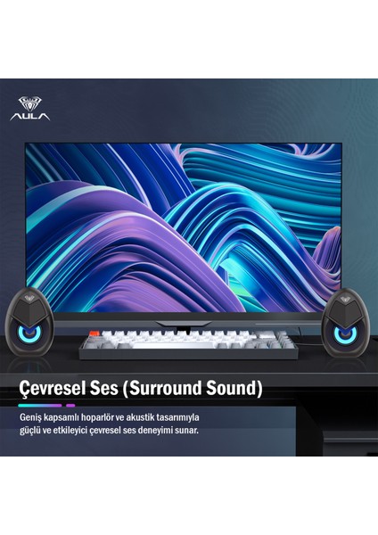 N-69 2*3W Rgb LED Işıklı Masaüstü Oyuncu Laptop Pc Bilgisayar Hoparlörü fırsatları