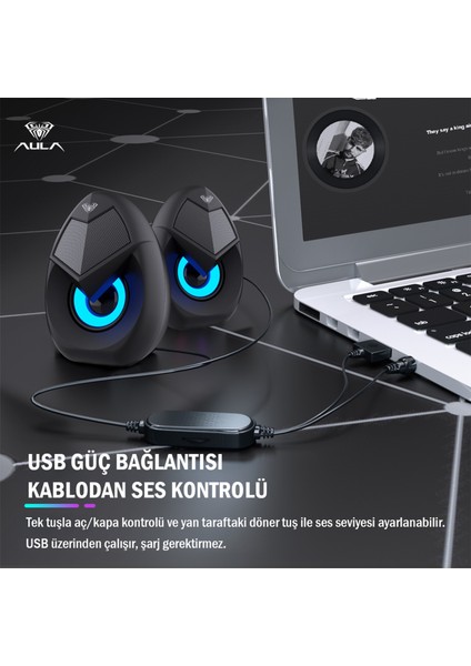 N-69 2*3W Rgb LED Işıklı Masaüstü Oyuncu Laptop Pc Bilgisayar Hoparlörü indirimleri