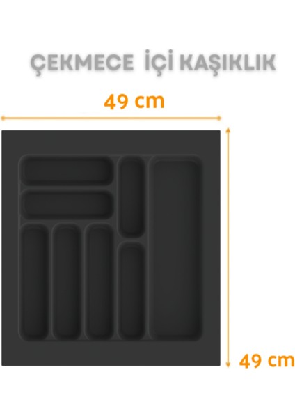 Çekmece Içi Kaşıklık ve Kepçelik Düzenleyici – Antrasit 49X49 cm (43X40 cm Kadar Kesilebilir)
