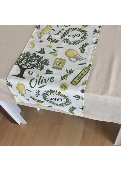 Zeytin Bahçesi, Duck Kumaş Runner, Su ve Leke Itici | Dayanıklı, Modern Tasarım 35X120 cm modelleri
