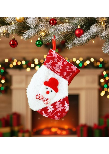 Yılbaşı Desenli Kırmızı Çorap Yılbaşı Süsü fiyatları