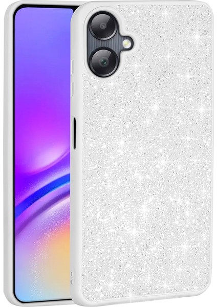 Galaxy A06 Kılıf Parlak Taşlı Tasarım Tygo Pırlanta Kapak - Beyaz
