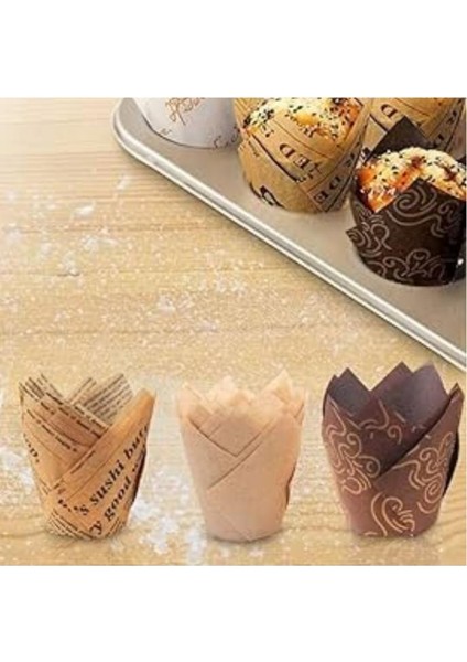 50 Adet Kek Pasta Kapsülü Desenli Kağıt Pişirme Kapsülü fiyatları