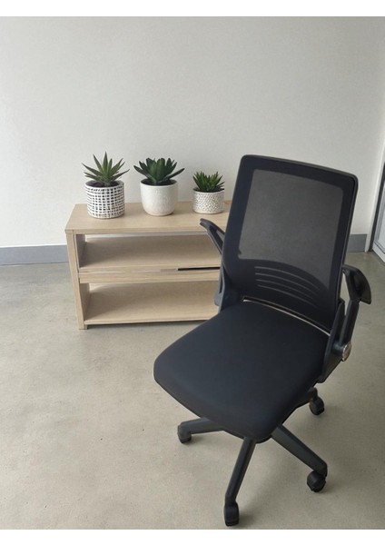 Katlanır Kollu Çalışma Sandalyesi MONTAJLI | Ofis ve Bilgisayar Koltuğu | Siyah Kol Siyah Kumaş fiyatları