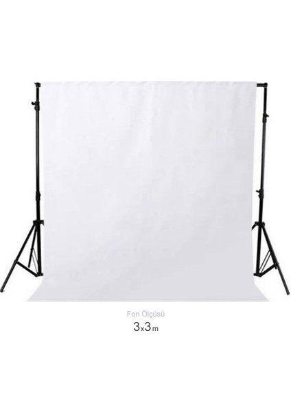 Seyyar Beyaz Fon Perde (Katlanabilir Kumaş) 3x3 Metre