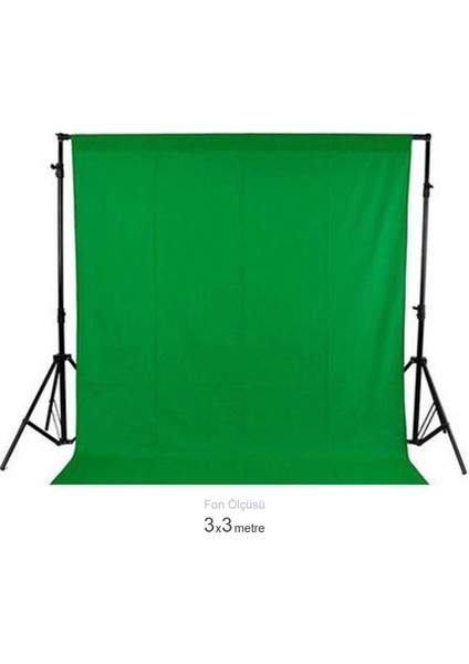 Seyyar Yeşil Fon Perde (Katlanabilir Kumaş) 3x3 Metre