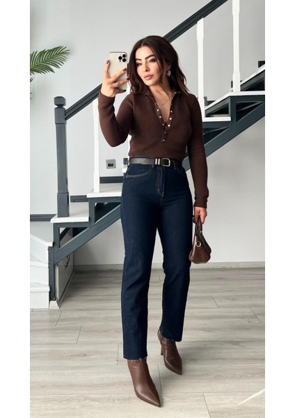 Koyu Lacivert Likralı Boy Fit Jean fırsatları