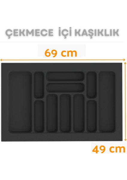 Çekmece Içi Kaşıklık ve Kepçelik Düzenleyici – Antrasit 69X49 cm (62X40 cm Kadar Kesilebilir)