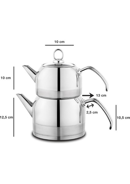 Ada Metal Çaydanlık Takımı (Orta) 4 Parça-Inox